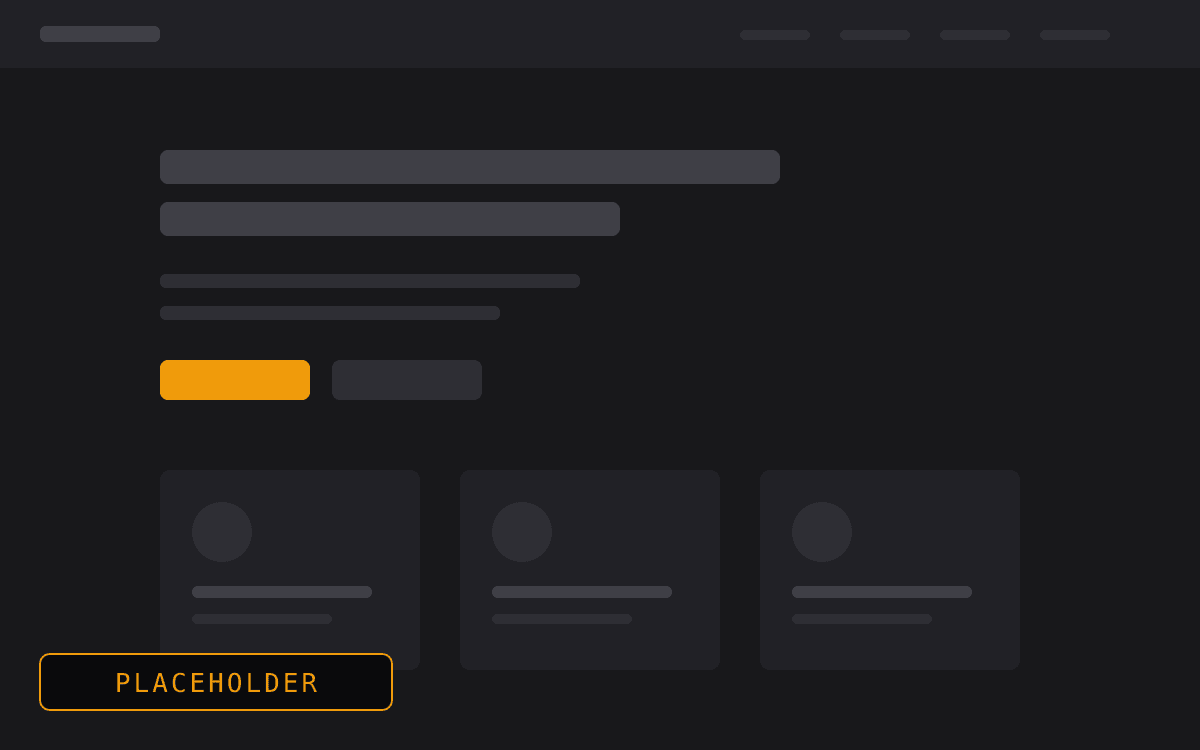 Placeholder: a consumer landing page layout