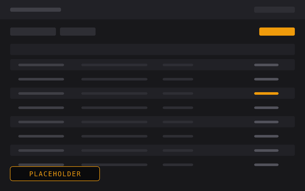 Placeholder: an admin table layout